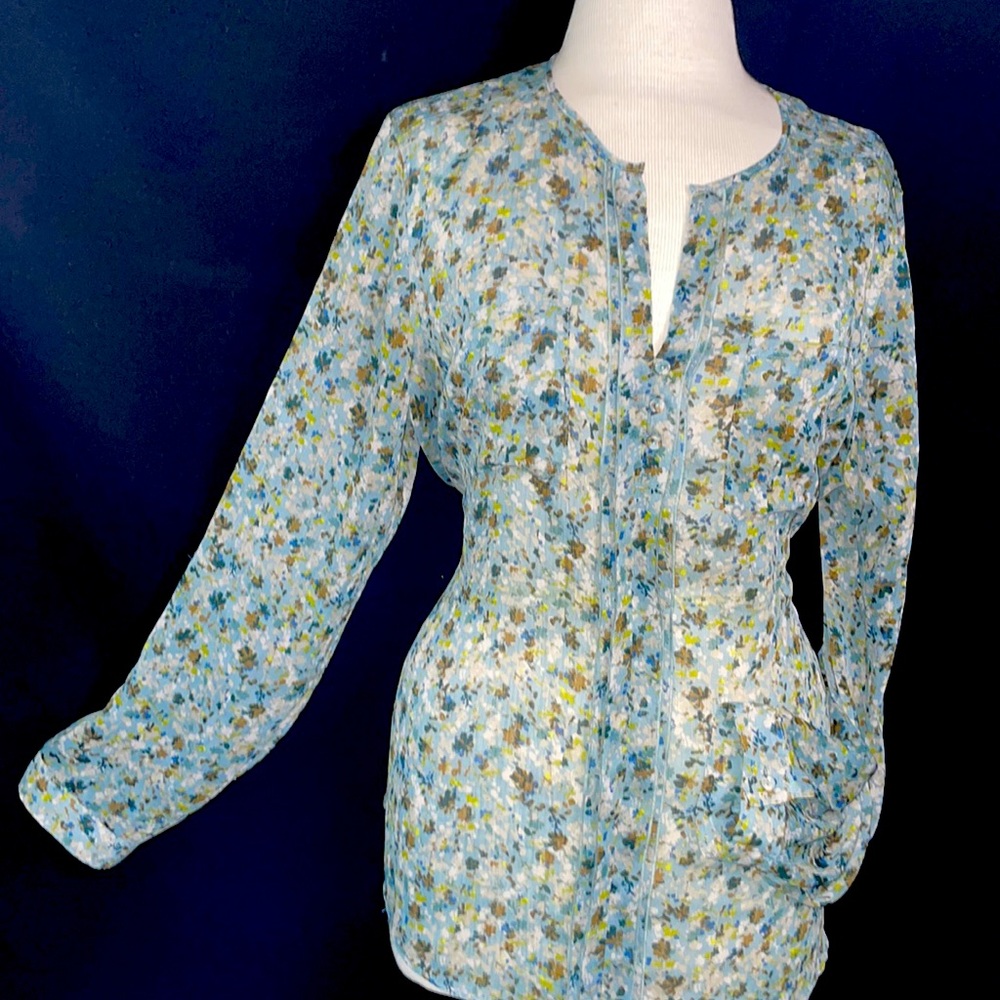 Eddie Bauer sheer long sleeve blouse / multi colored
